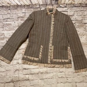 NWOT Harvey Benard fringe detailed Stripes wool jacket